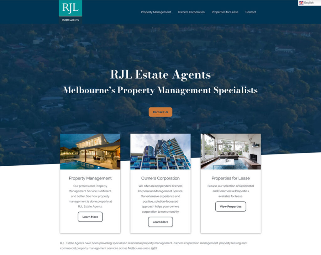 Screenshot of RJL Estate Agents website