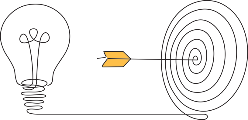 line drawing of an arrow hitting the target